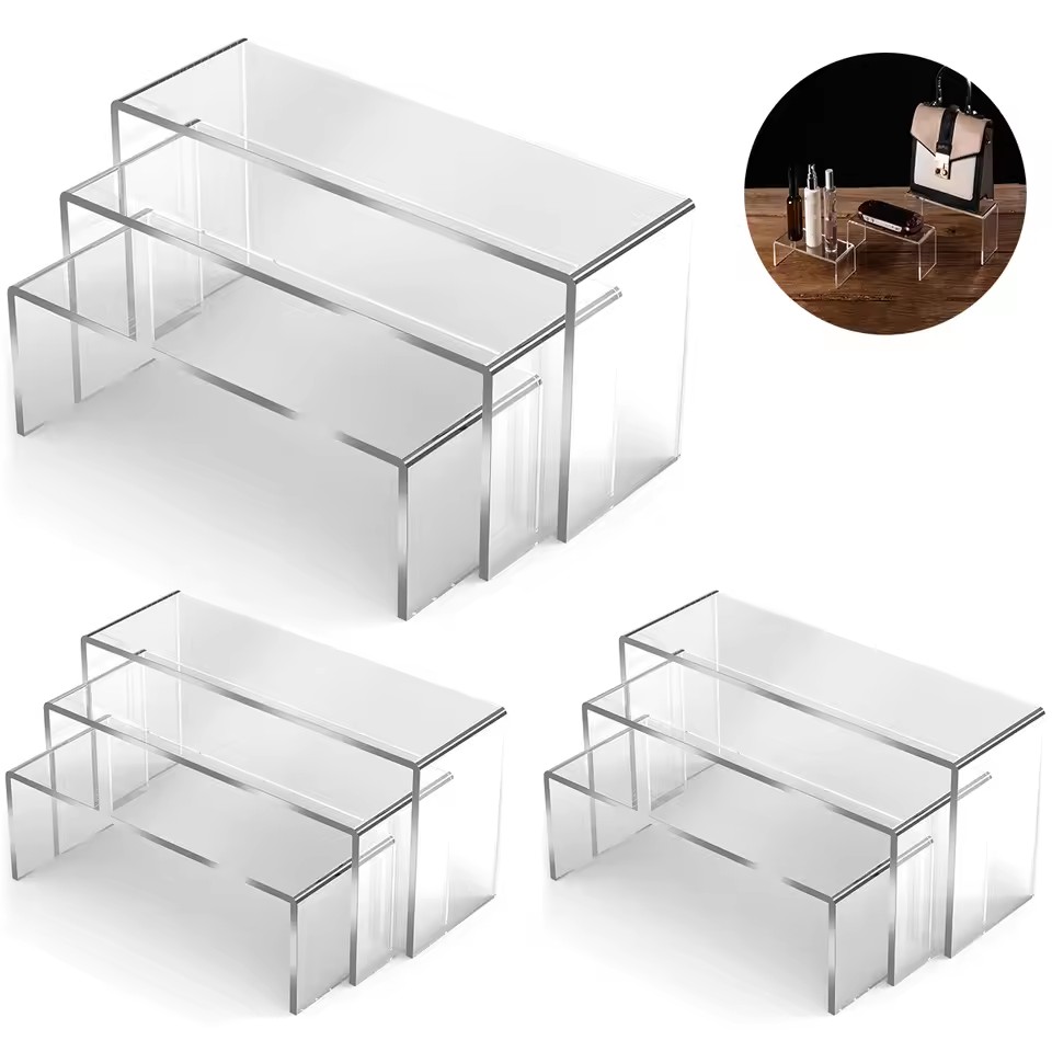 Display Risers Set - 3/6/9/12 Buah Rak Display Akrilik Bening